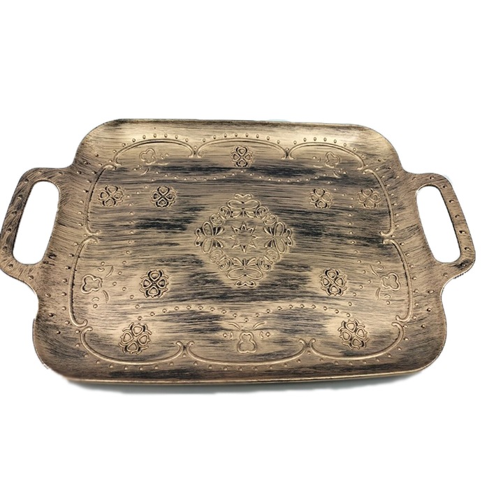 Tava Servire Stil Vintage din Plastic Rectangular Maro