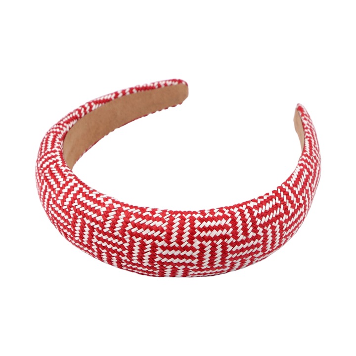 Széles fonott fejpánt hajra, szélessége 3 cm, Piros
