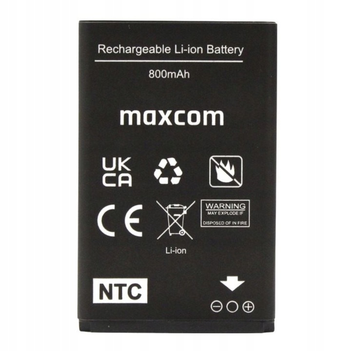 Baterie de telefon, Compatibil cu Maxcom, Lithium-Ion, 800 mAh, 4.2V, Negru