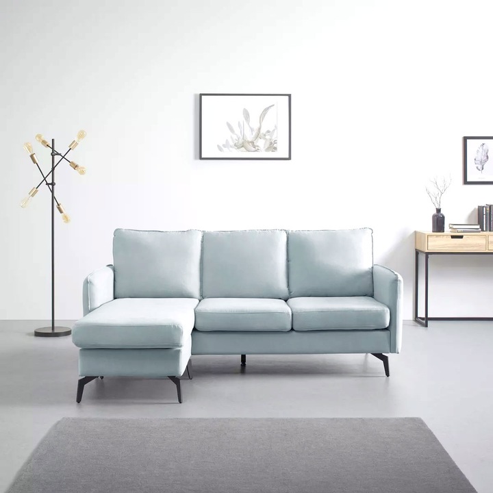 Coltar Hyperion Reversibil Stanga/Dreapta 193x86x136 cm Stofa Cyan-Gri Marketmob