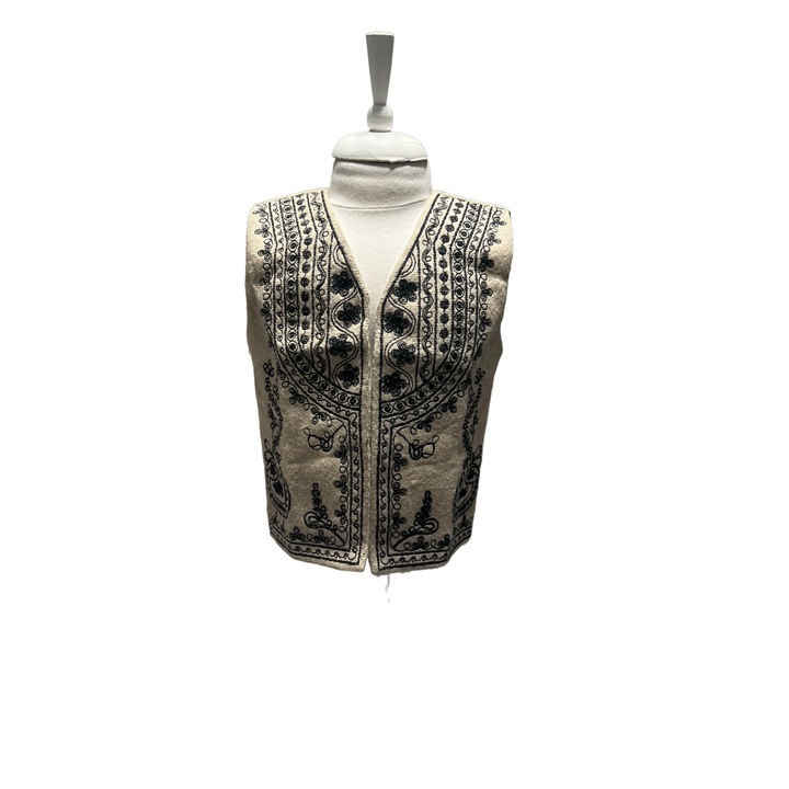 Vesta traditionala copii, culoare crem, 3-4 ani