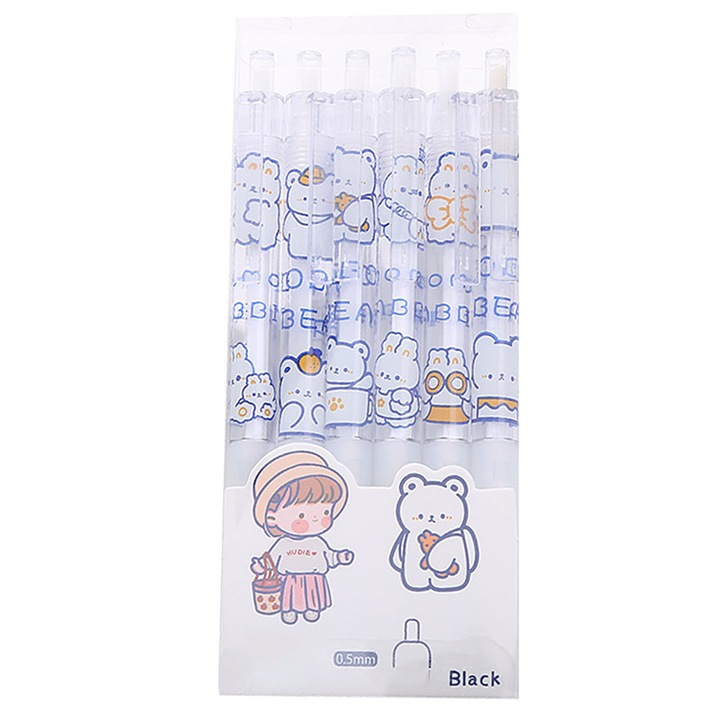 Комплект химикалки QttvbTna, фино писане, бързосъхнеща, черна