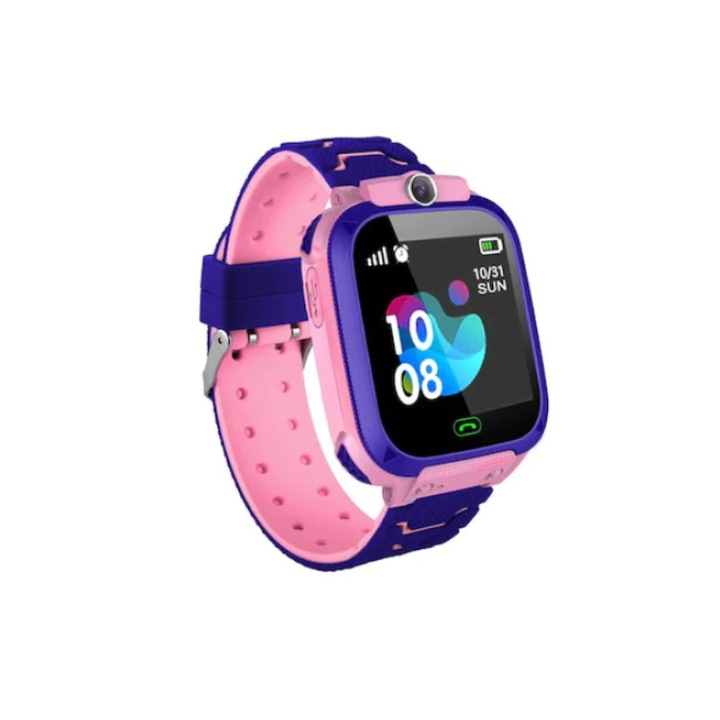 Смарт часовник Stuffix®, за деца, с GPS и мултитъч, син/розов, 1,44 инча