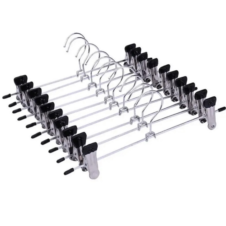 Комплект от 10 метални щипки закачалки за поли, панталони 28см ForHouse