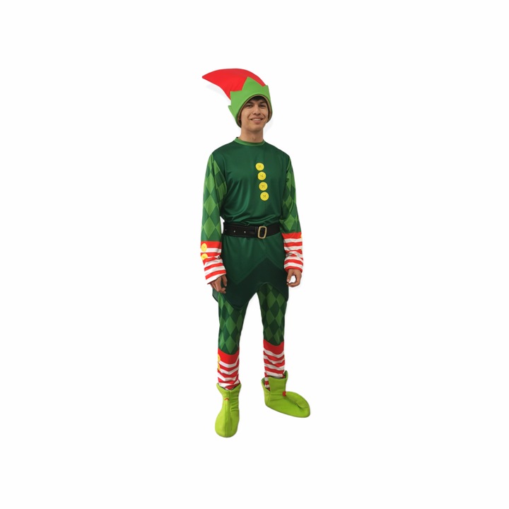 Costum de spiridus de Craciun pentru barbati, Mascot Masters, verde, S