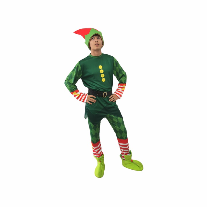 Costum de Elf de Craciun pentru barbati, Mascot Masters, verde, XL