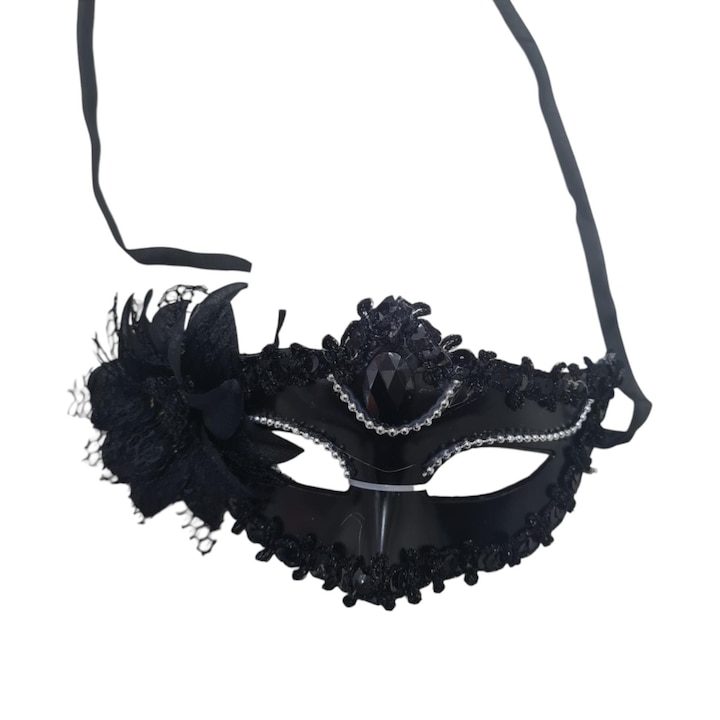 Карнавална / Хелоуин маска тип жена котка, матово черна