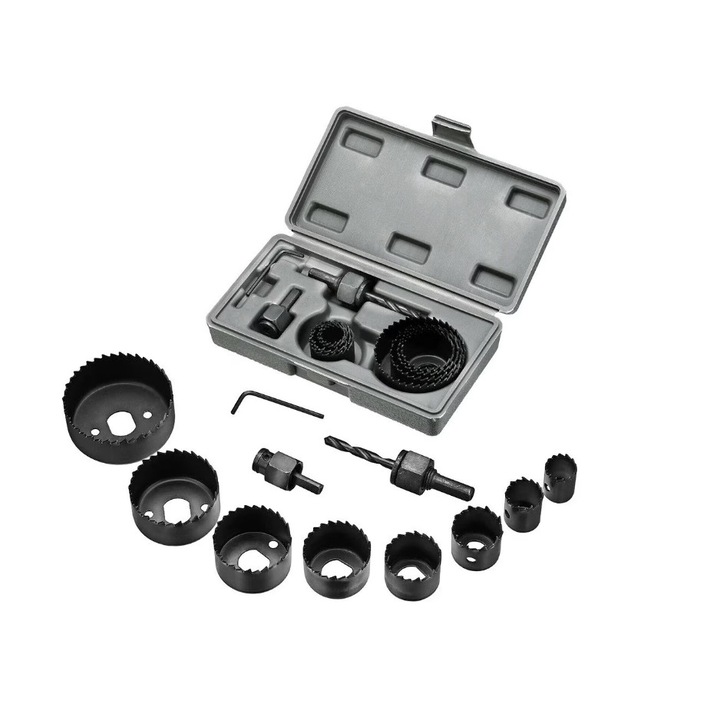 11 db-os marókészlet fa, gipszkarton, műanyag fúrásához 19-64 mm