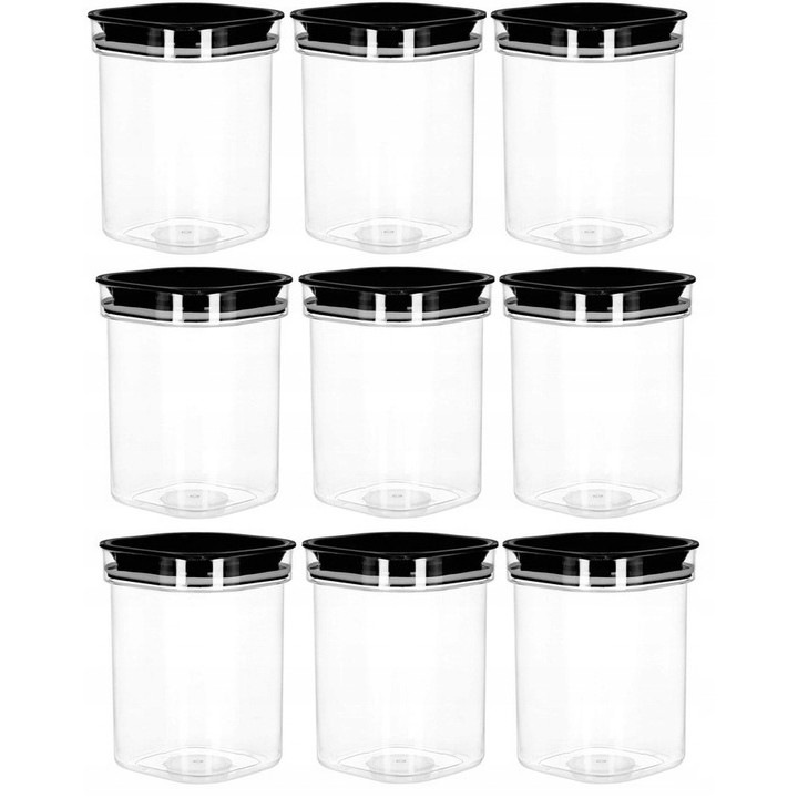 Set de 9 cutii de conserve pentru depozitarea alimentelor, 9x 1,6 l, etans, transparent, plastic, plast team, nhg, hamburg, loft