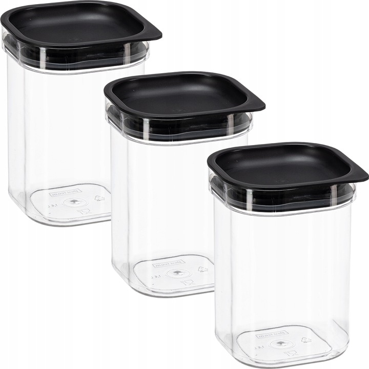 Set de 3 cutii de conserve pentru depozitarea alimentelor, 3x 1,6 l, etans, transparent, plastic, plast team, nhg, hamburg, loft