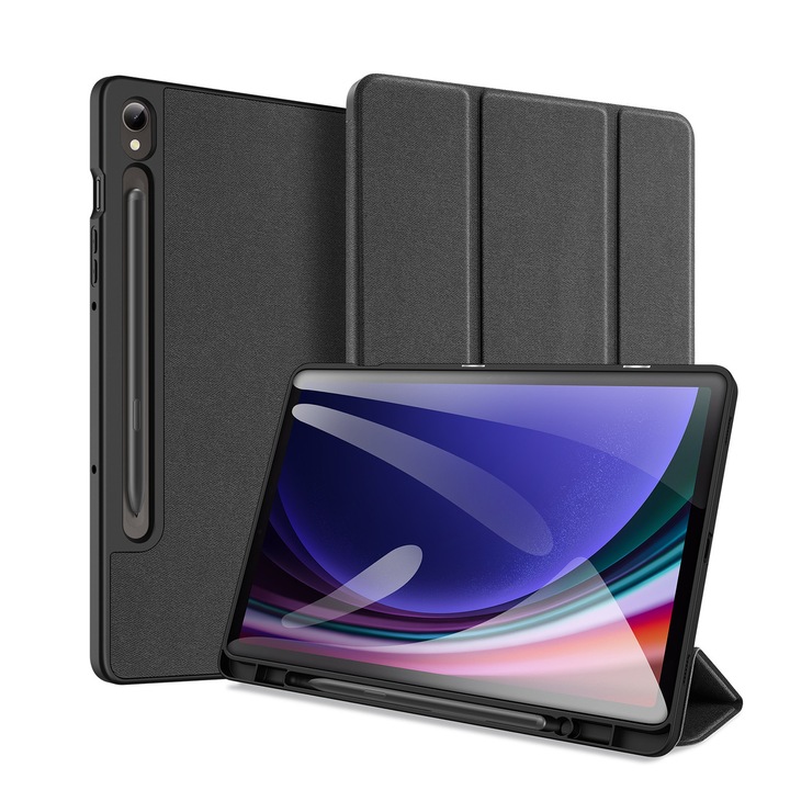 Husă tabletă compatibilă cu Samsung Galaxy Tab S10 FE 10,9 inch (SM-X520, SM-X526) - DUX DUCIS DOMO negru smart case cu suport pentru stylus