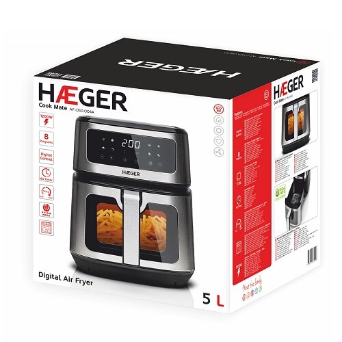 Digital Air Fryer HAEGER Cook Mate - 5 L, 8 Programmes, 1200W, Digital  Control - HAEGER Home Appliances