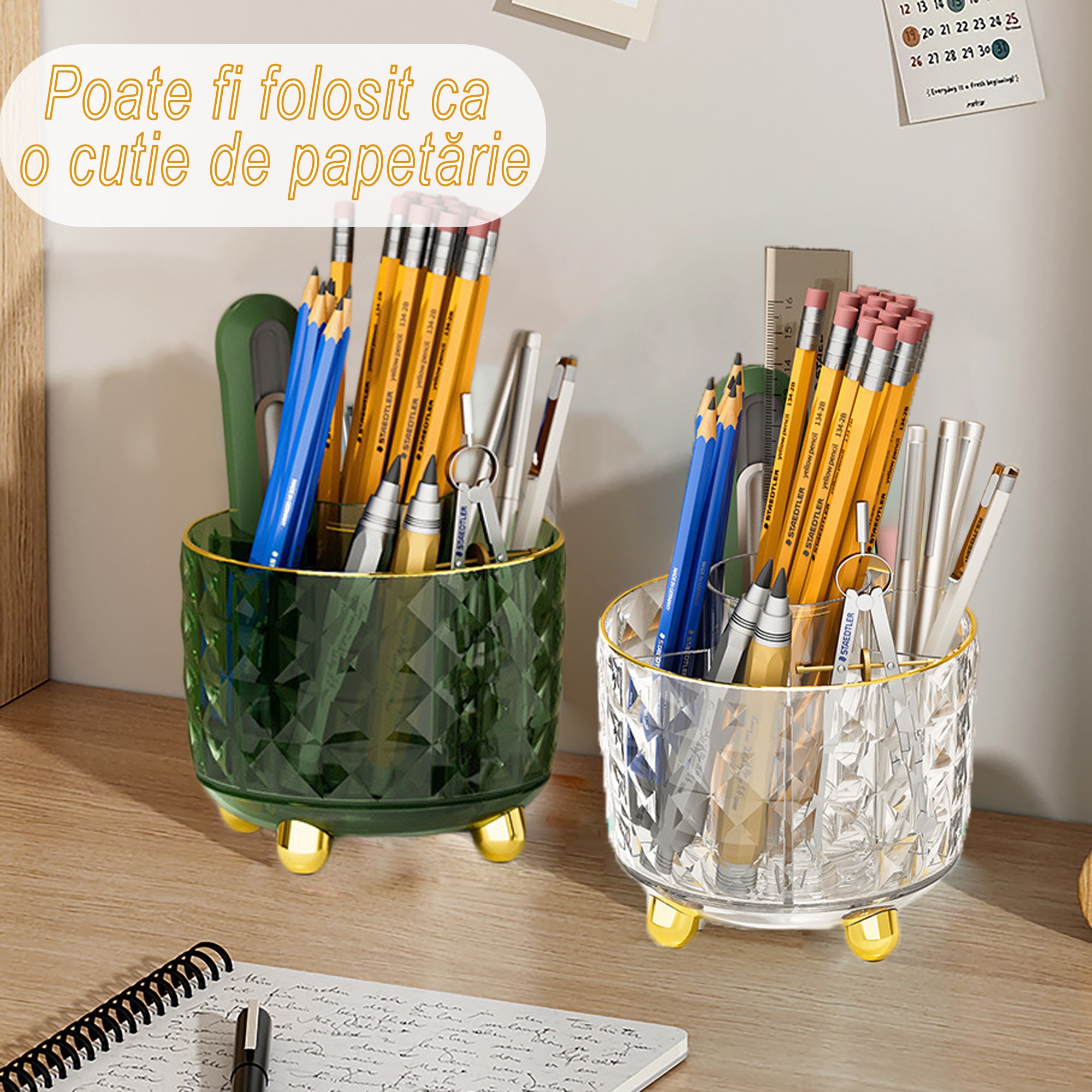 Rezistent Organizator pentru pensule de machiaj, POMAMZ, PET,6 compartimente ...