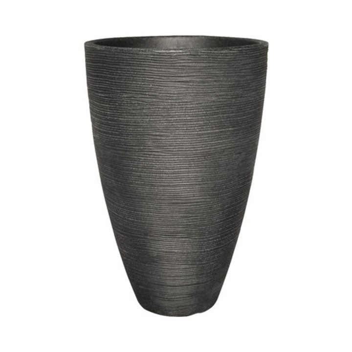 Ghiveci Tip Vaza Geli, Striat, Plastic, Ø 40, H 60 Cm, Antracit