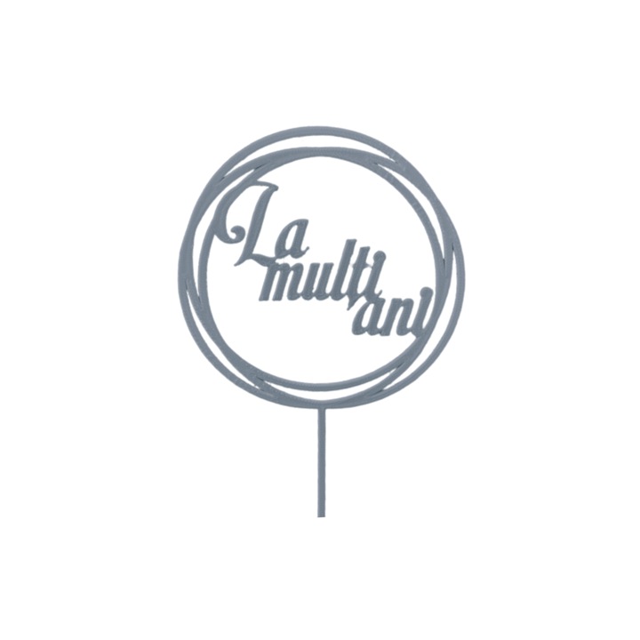 Декорация за торта "РОЖДЕН ДЕН", топер празник на живота, обръщане 19, 2 х 11, 4 см сребро