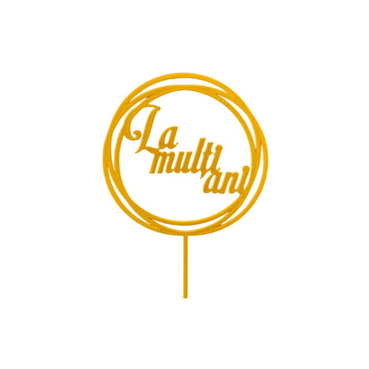 Декорация за торта "РОЖДЕН ДЕН", топер празник на живота, обръщане 19, 2 х 11, 4 см златисто