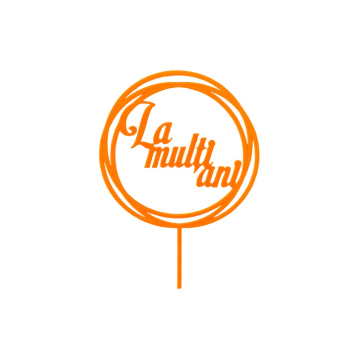 Декорация за торта "РОЖДЕН ДЕН", топер празник на живота, обръщане 19, 2 х 11, 4 см оранжев