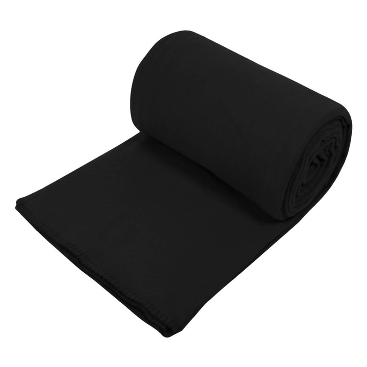 Обикновено поларено одеяло, черно, 220x150 см