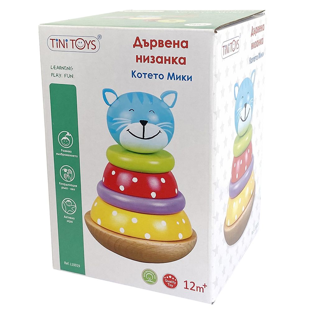 Дървена низанка, Tini Toys, Котето Мики - eMAG.bg