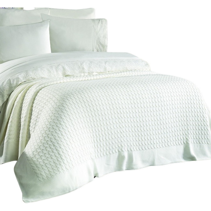 Плетена куверюра за легло Valentini Bianco, размер 200x220см, Кремава