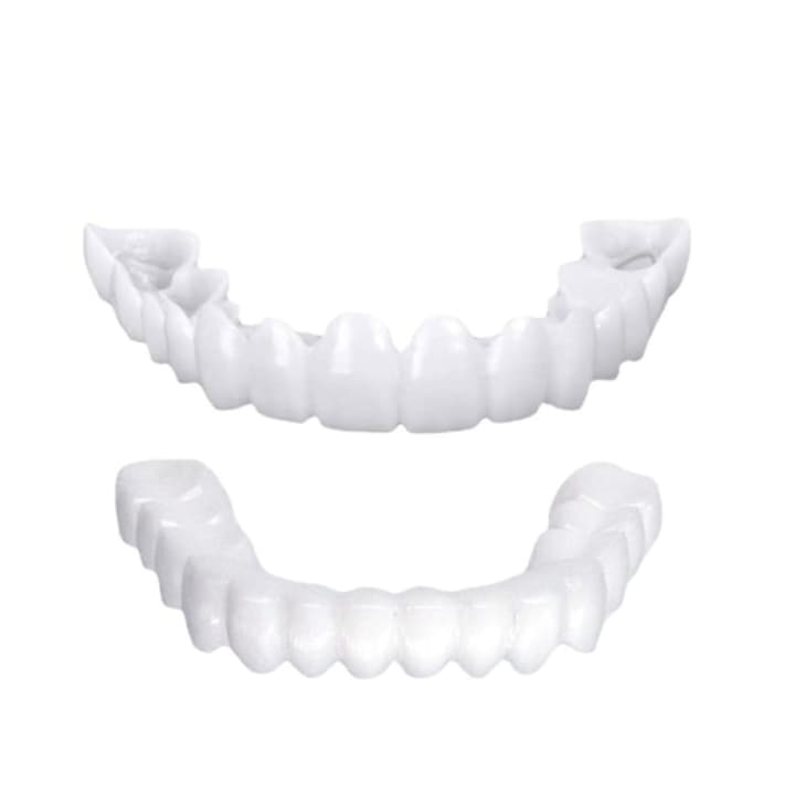 Set 2 proteze de simulare dintii superiori si inferiori, LLWL, Alb