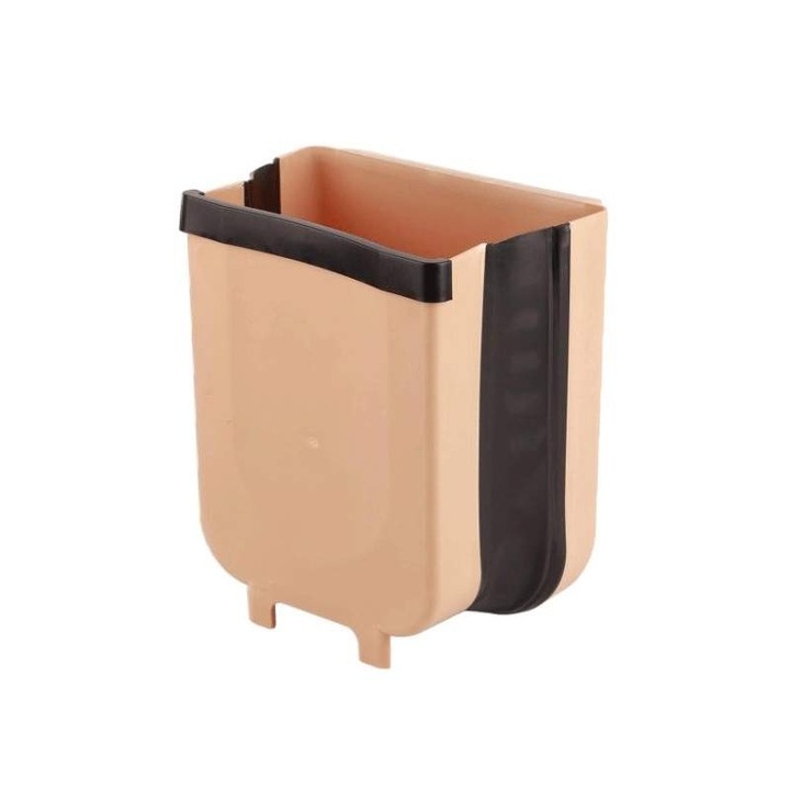 Cos De Gunoi Suspendat SIKS, Pliabil, Pentru Usa Dulap, Maro Si Negru, 28 x 24.5 cm