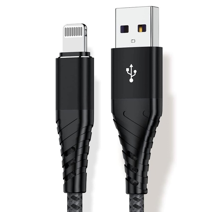 Kábel Digital One SP00892, As-ds322i, iPhone, Lightning - USB3.0 Type A, M/M, 1m, 100W, fekete, 6A, gyorstöltés, adatátvitel, rézmag