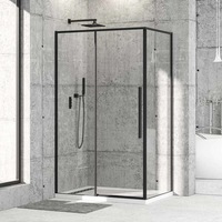 Cabina De Dus Diplon Oto 80x100cm, Sticla Securizata 6mm, Profil Aluminiu Negru, Usa Culisanta