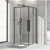 Cabina De Dus Diplon Oto 80x80cm, Sticla Securizata 6mm, Profil Aluminiu Negru, Usi Culisante, Patrata