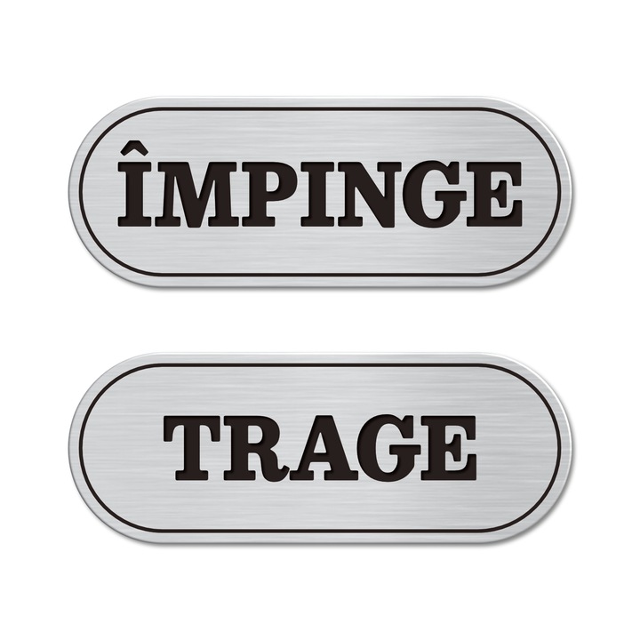 Set Indicator Trage Impinge, ABS gravat, 10 x 3.8 cm, Argintiu Mat