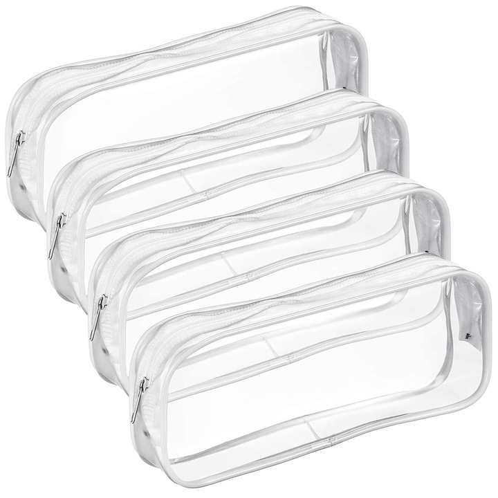 4 db átlátszó PVC tolltartó, nagy kapacitású, Jormftte, többszínű