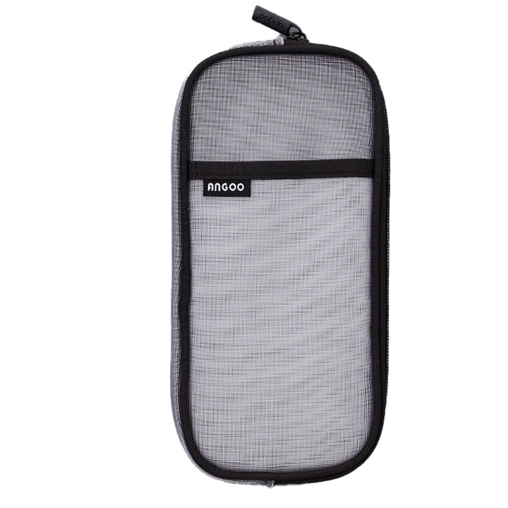 Penar multifunctional, transparent, cu fermoare colorate, negru