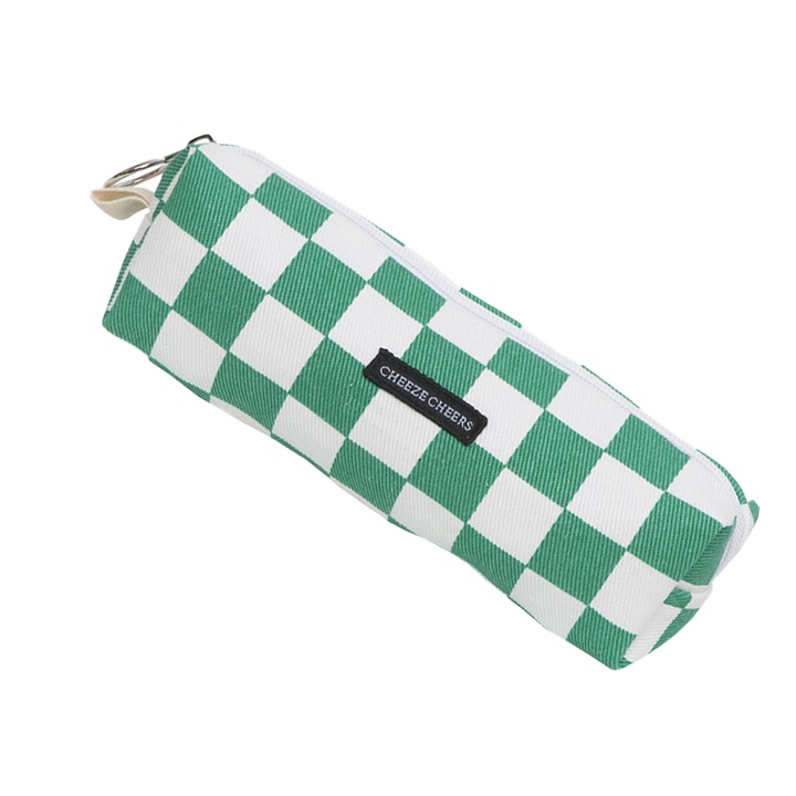 Jormftte tolltartó, zöld, kockás, cipzárral záródik