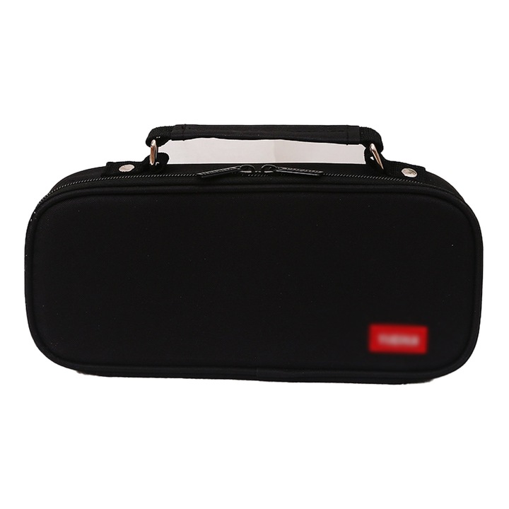 Ученически моливник, QttvbTna, Мултифункционален, Черен