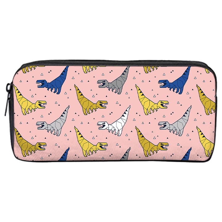 Tolltartó, Jormftte, dinoszaurusz mintás, rózsaszín, cipzárral