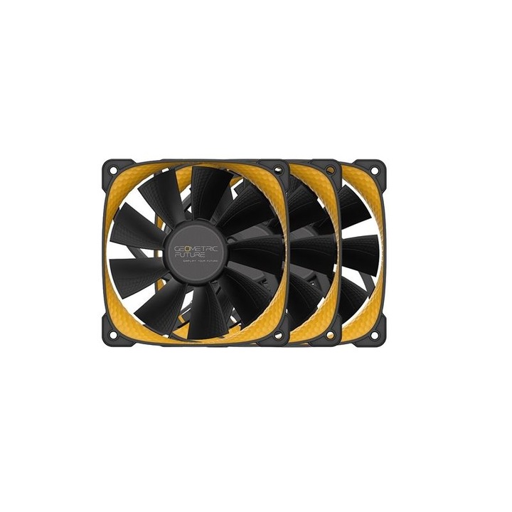 Geometric Future Squama 2505 Triple Pack fekete/sárga, ventilátorok, hűtők, előlapok