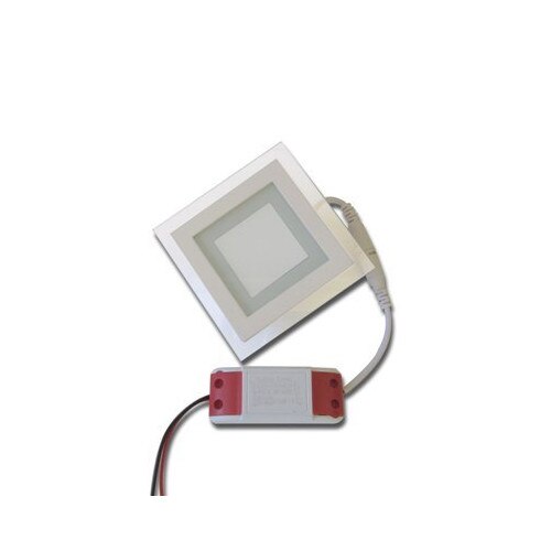 LED Панел за Вграждане 6W квадратен със стъклена периферия - 4500К .