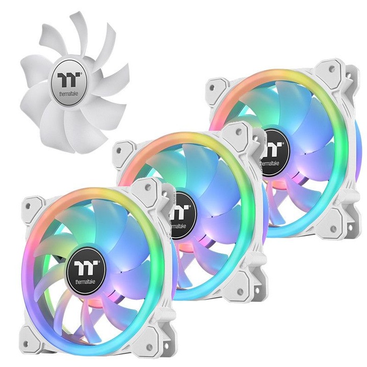 Thermaltake SWAVentilátor 12 RGB Radiator Ventilátor Fehér (3-Ventilátor Pack), Ventilátorok, Hűtők, Előlapi panelek