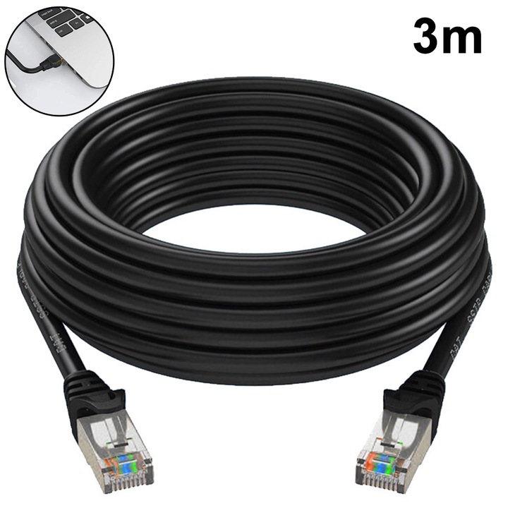 Cat6 Ethernet kábel Gigabit lapos hálózati LAN kábel kábelrögzítőkkel Rojtosodásmentes Rj45 csatlakozók számítógéphez/modemhez/routerhez/X-Boxhoz Gyorsabb, mint a Cat5e/Cat5