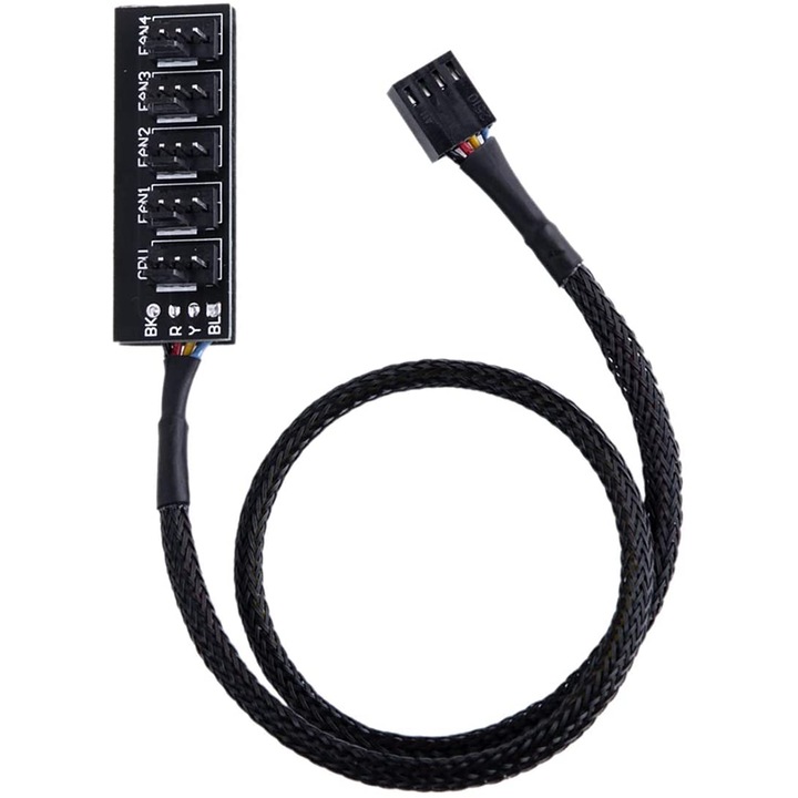 Hub ventilator PWM cu 4 pini, conector cu 4 pini pentru ventilator CPU Hub ventilator PC, computer CPU/carcasa ventilator putere Conector multiplu splitter Adaptor cablu pentru computer 12V 1x5 pini