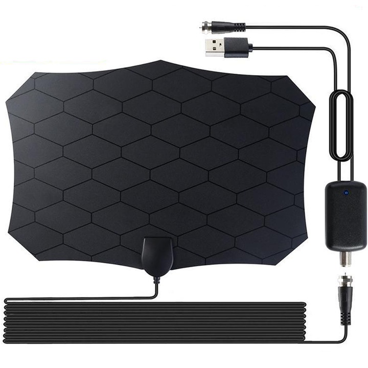 ТВ антена, вътрешна DVB-T/DVB-T2 антена, HDTV антена с усилвател на сигнала, подходяща за 1080P 4K телевизионни канали, вътрешна телевизионна антена, високопроизводителна ultra HD DVB-T антена