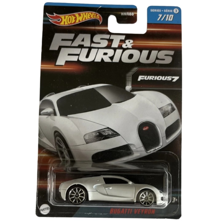 Метална кола Hot Wheels, Бързи и яростни, 7/10, Bugatti Veyron, 1:64