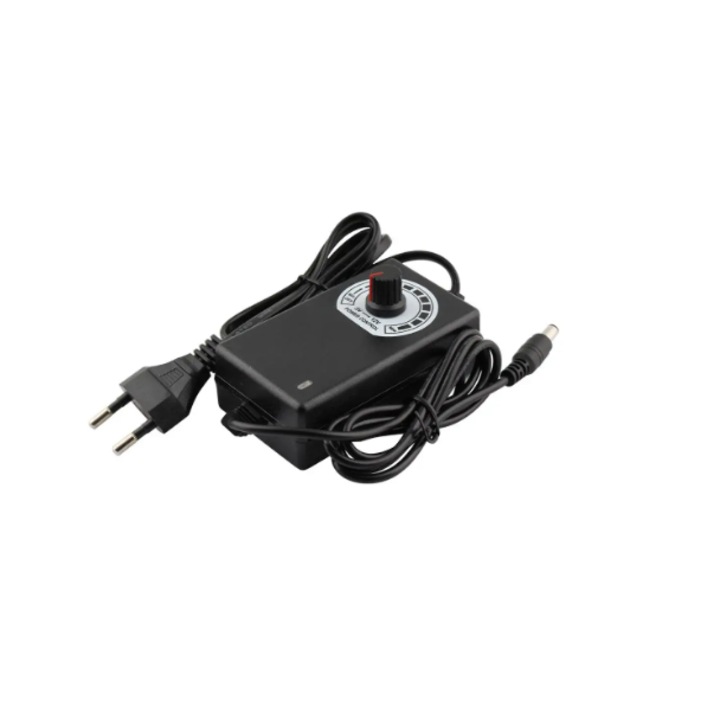 Állítható hálózati adapter, 3V-12V, 2A, 24W, fekete