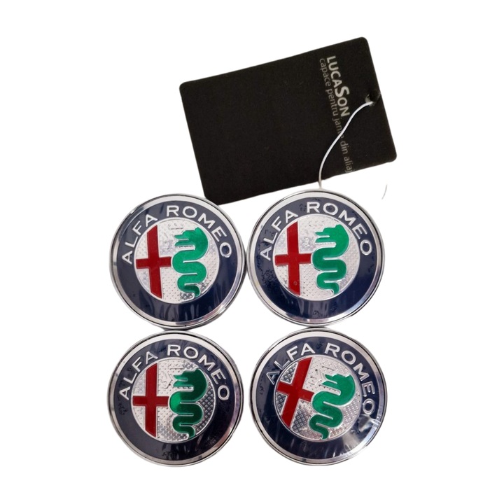 Комплект 4 алуминиеви капачки за Alfa Romeo 60мм/56мм + освежител за въздух Lucason