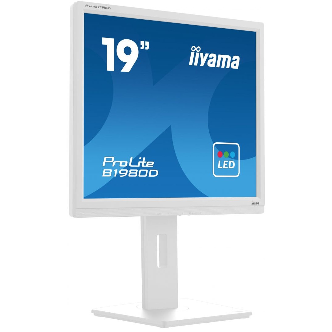 LED монитор ProLite B1980D-W5, Iiyama, 19 инча, 1280x1024, Бял - eMAG.bg