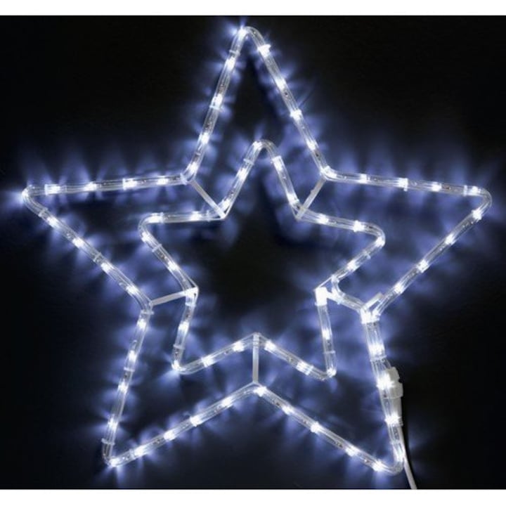 Stea dubla luminoasa, dimensiune L55xH55cm, 230V/50Hz/7.5W/IP44, Alb rece