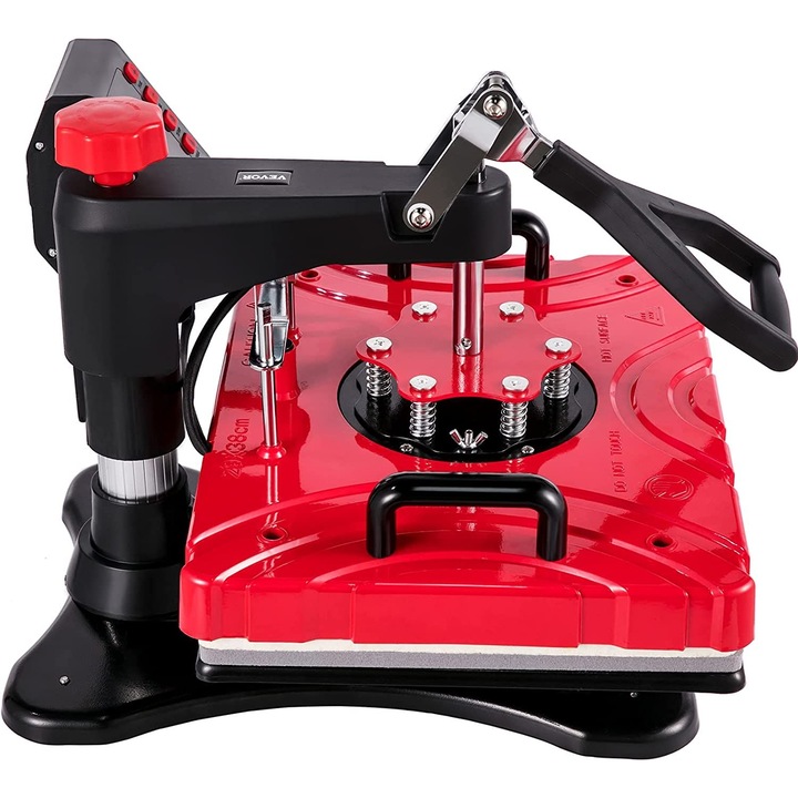 Термопреса, Vevor, 30x38см, 220V, 1000W, 8в1, двойна тръба, LED дисплей, червена