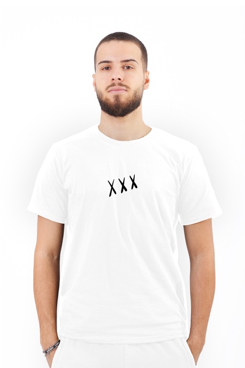 Мъжка тениска по поръчка с XXX изображение, Памук, Бяла, XL