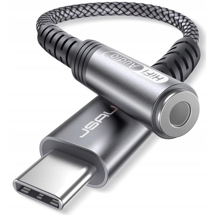 Адаптер за телефон, Jsaux, USB-C - AUX, Сив
