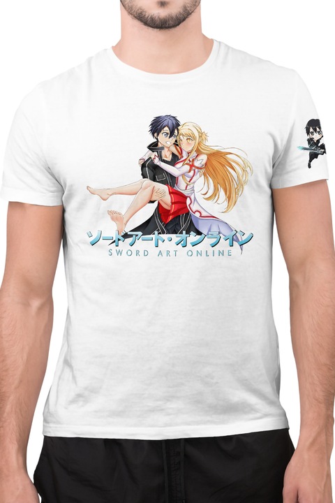 Férfi Póló Sword Art Online Kirigaya Kazuto Asuna Yuuki Fantasy Anime